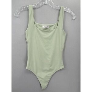 Babaton Bodysuit XS Sage Green Square Neck Strap Stretch One Piece Thong Shape